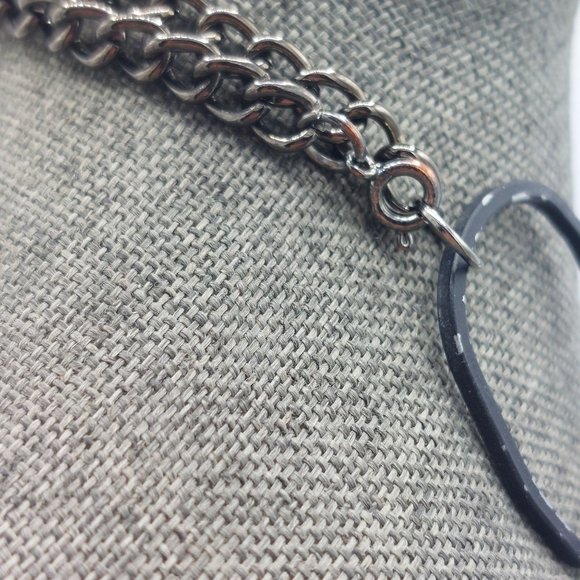 Black Necklace Faceted Resin Beads Large Link Chain Light Weight 24" Silver Tone - Picture 8 of 10